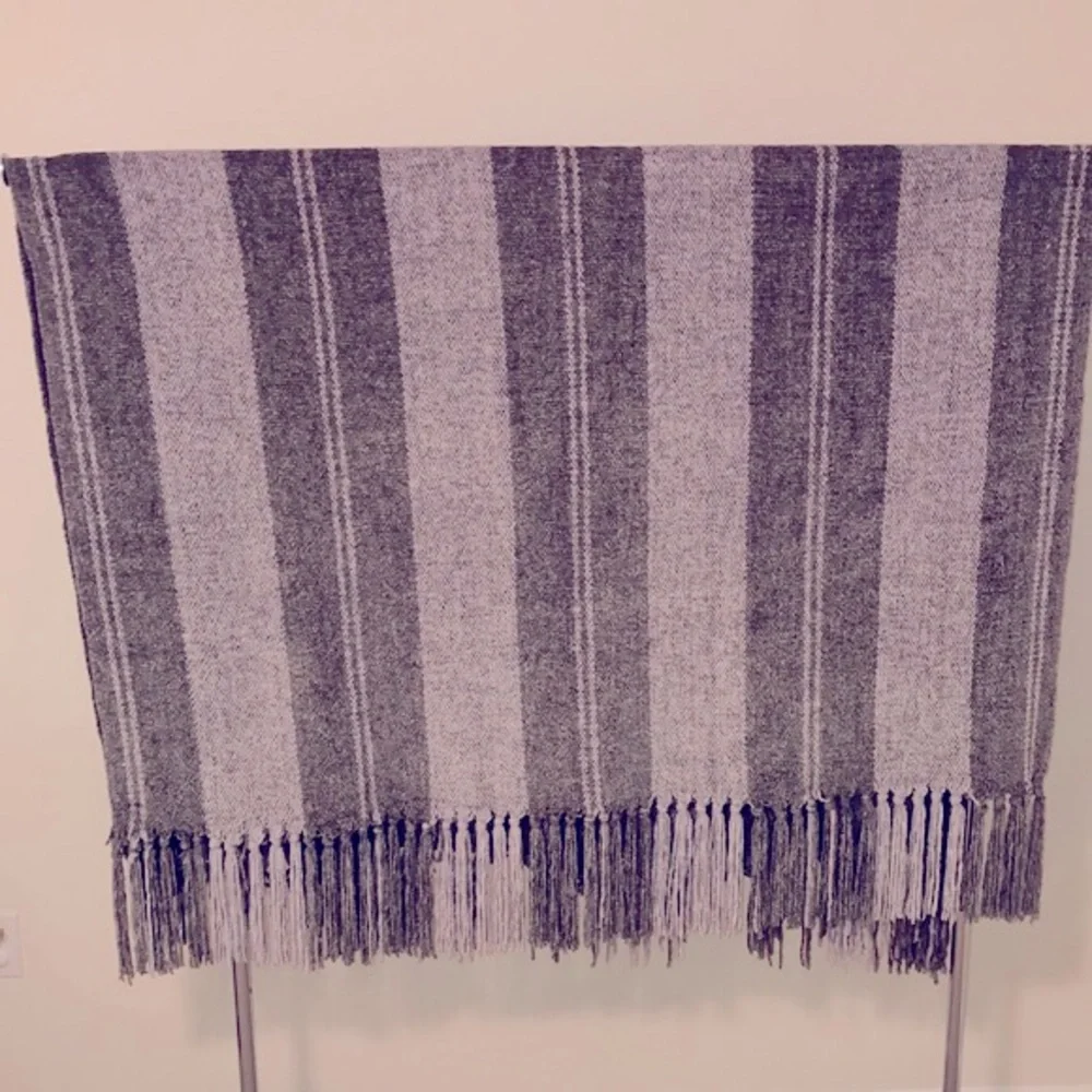 Restoration Hardware Plush Striped Throw with Fringe